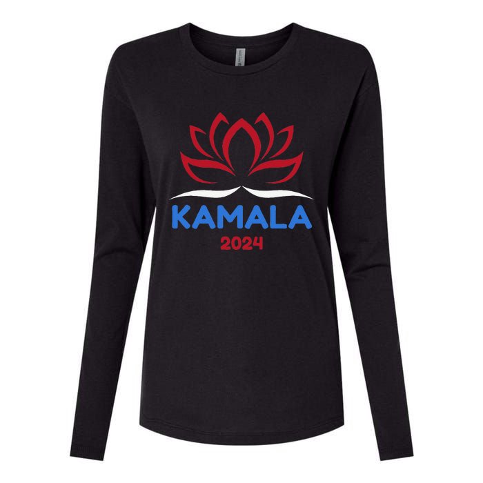 Kamala For President 2024 Sanskrit Lotus Design Womens Cotton Relaxed Long Sleeve T-Shirt