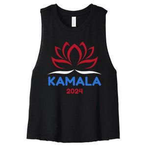 Kamala For President 2024 Sanskrit Lotus Design Women's Racerback Cropped Tank