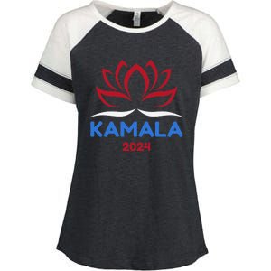 Kamala For President 2024 Sanskrit Lotus Design Enza Ladies Jersey Colorblock Tee