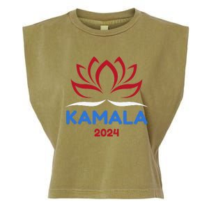 Kamala For President 2024 Sanskrit Lotus Design Garment-Dyed Women's Muscle Tee