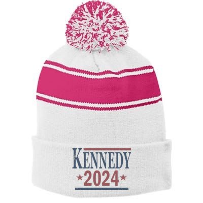 Kennedy For President In 2024 Stripe Pom Pom Beanie