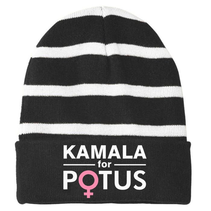 Kamala For Potus Kamala Harris Woman President Striped Beanie with Solid Band