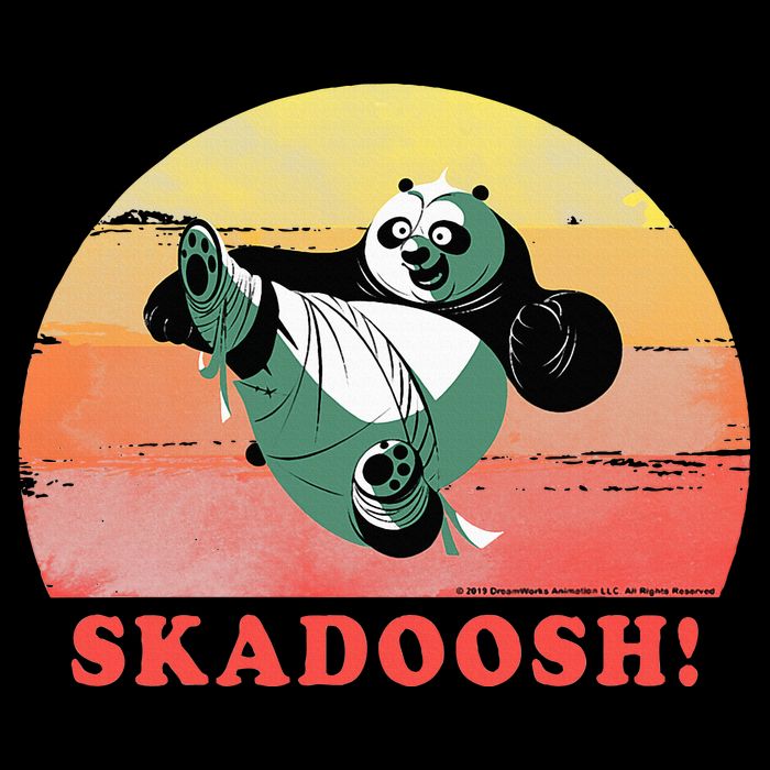Kung Fu Panda Skadoosh! Retro Circle Portrait Flat Bill Trucker Hat