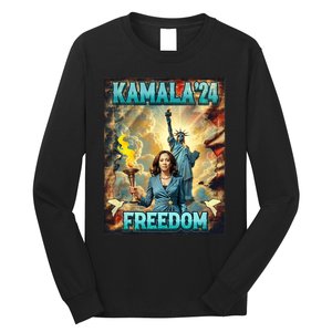 Kamala For President Slogan Statue Liberty Pro Harris Long Sleeve Shirt