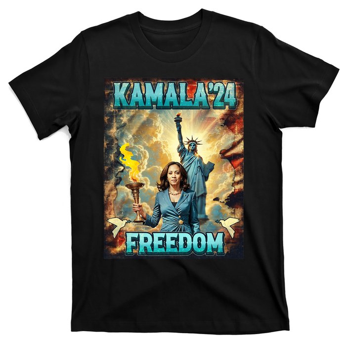 Kamala For President Slogan Statue Liberty Pro Harris T-Shirt