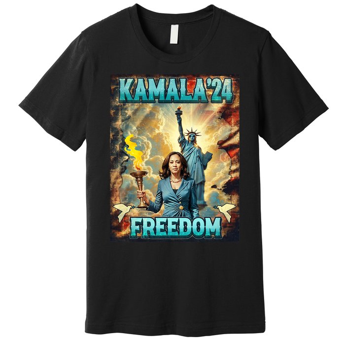 Kamala For President Slogan Statue Liberty Pro Harris Premium T-Shirt