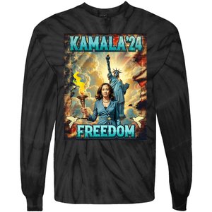 Kamala For President Slogan Statue Liberty Pro Harris Tie-Dye Long Sleeve Shirt