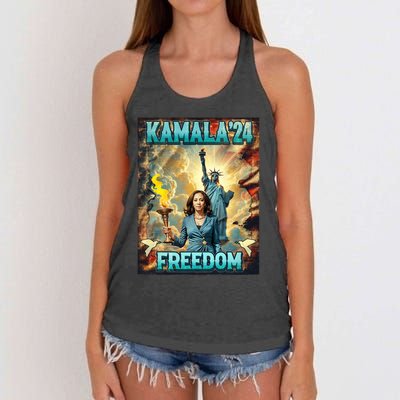 Kamala For President Slogan Statue Liberty Pro Harris Women's Knotted Racerback Tank