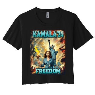 Kamala For President Slogan Statue Liberty Pro Harris Women's Crop Top Tee