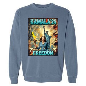 Kamala For President Slogan Statue Liberty Pro Harris Garment-Dyed Sweatshirt