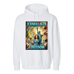 Kamala For President Slogan Statue Liberty Pro Harris Garment-Dyed Fleece Hoodie