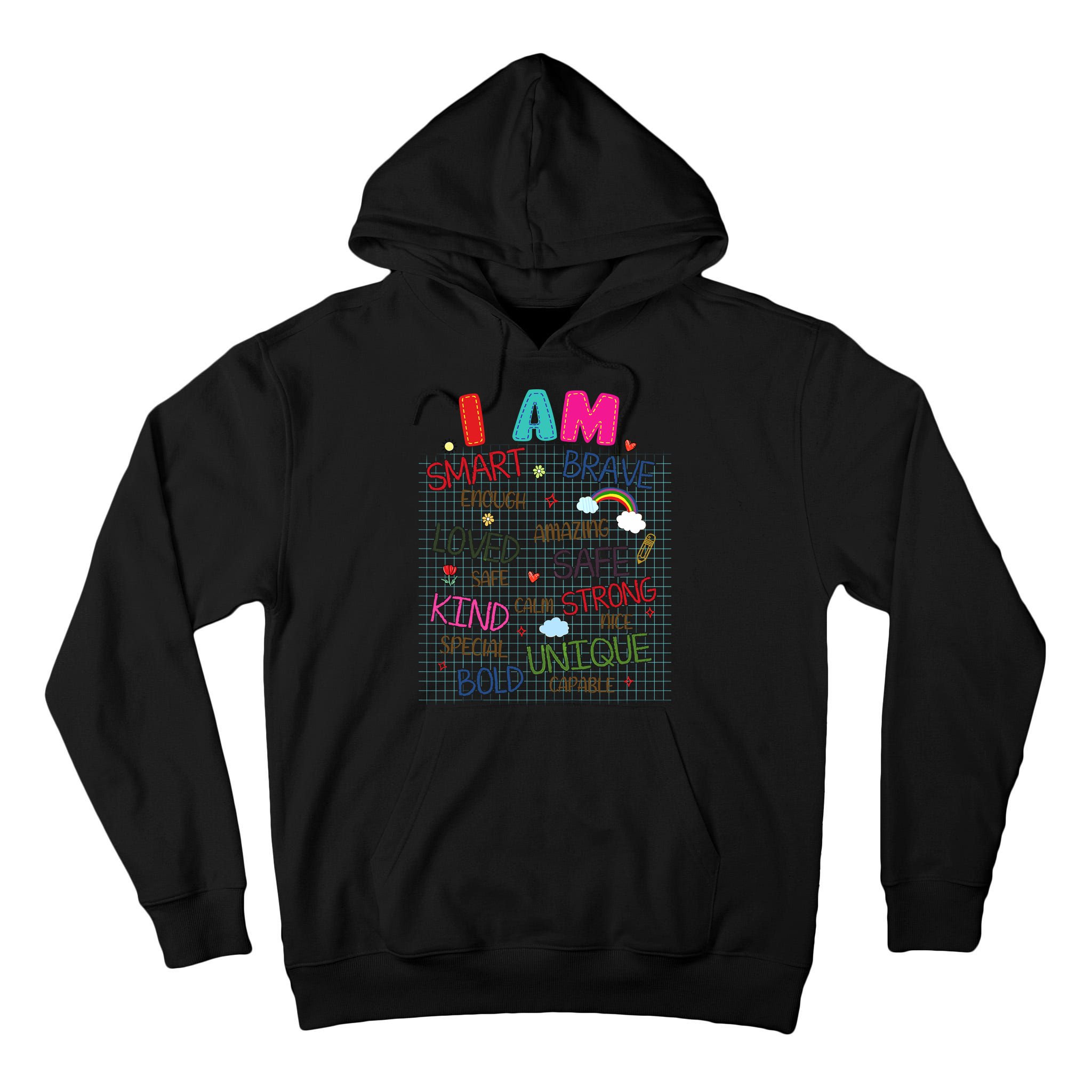 Kids Funny Positive Affirmation Inspiration Girl Boy I Am Kind Tall Hoodie