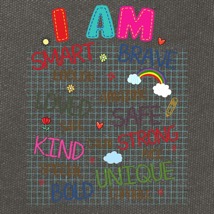Kids Funny Positive Affirmation Inspiration Girl Boy I Am Kind Cotton Canvas Backpack