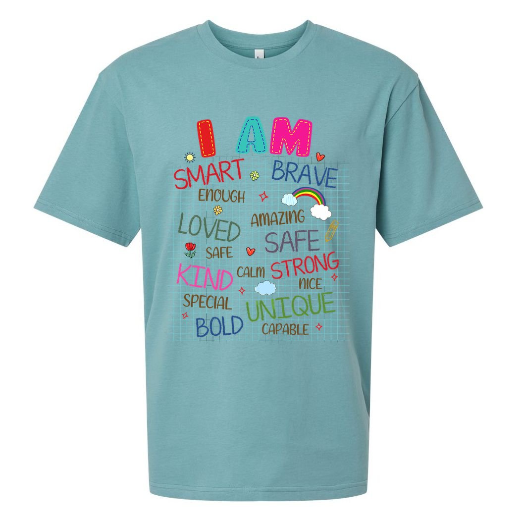 Kids Funny Positive Affirmation Inspiration Girl Boy I Am Kind Sueded Cloud Jersey T-Shirt