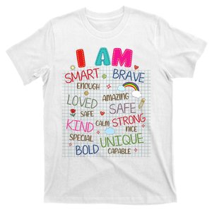 Kids Funny Positive Affirmation Inspiration Girl Boy I Am Kind T-Shirt