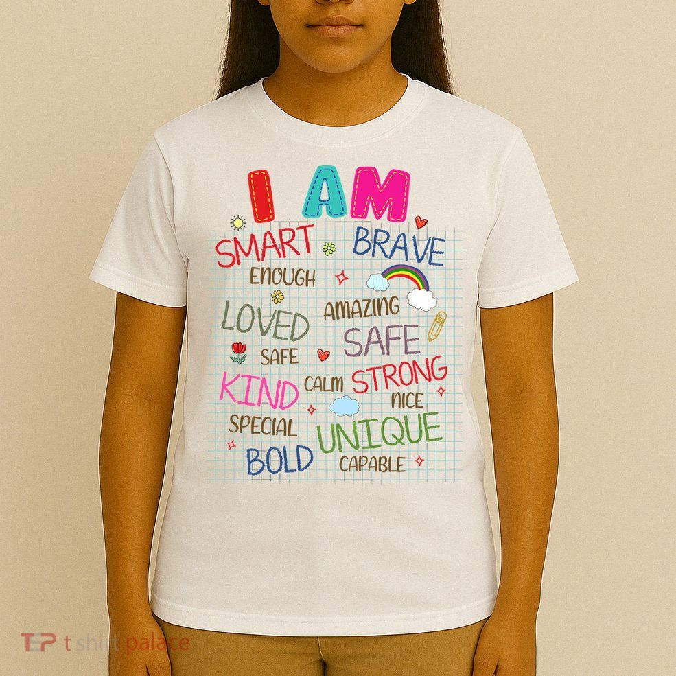 Kids Funny Positive Affirmation Inspiration Girl Boy I Am Kind T-Shirt
