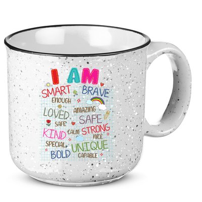 Kids Funny Positive Affirmation Inspiration Girl Boy I Am Kind 15oz Campfire Ceramic Mug