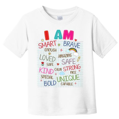 Kids Funny Positive Affirmation Inspiration Girl Boy I Am Kind Toddler T-Shirt