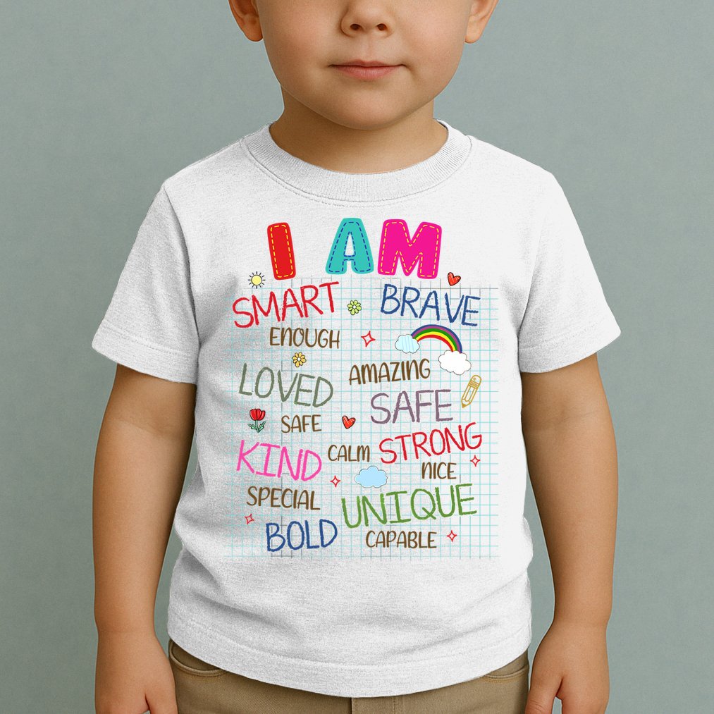 Kids Funny Positive Affirmation Inspiration Girl Boy I Am Kind Toddler T-Shirt