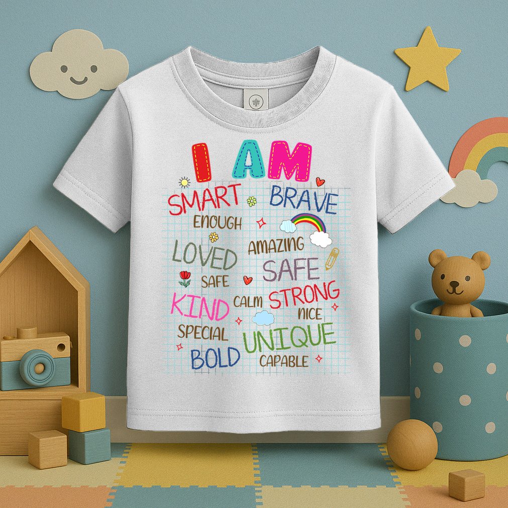 Kids Funny Positive Affirmation Inspiration Girl Boy I Am Kind Toddler T-Shirt