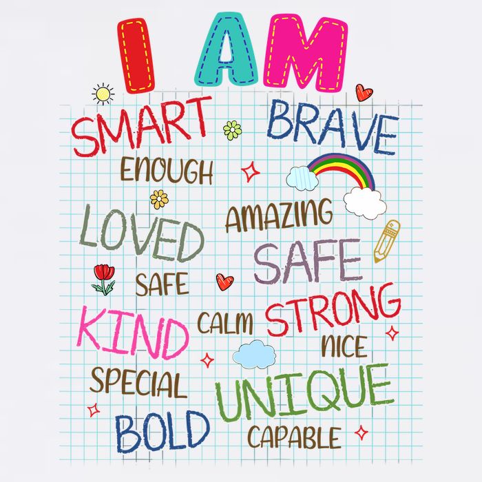 Kids Funny Positive Affirmation Inspiration Girl Boy I Am Kind Women's Crop Top Tee