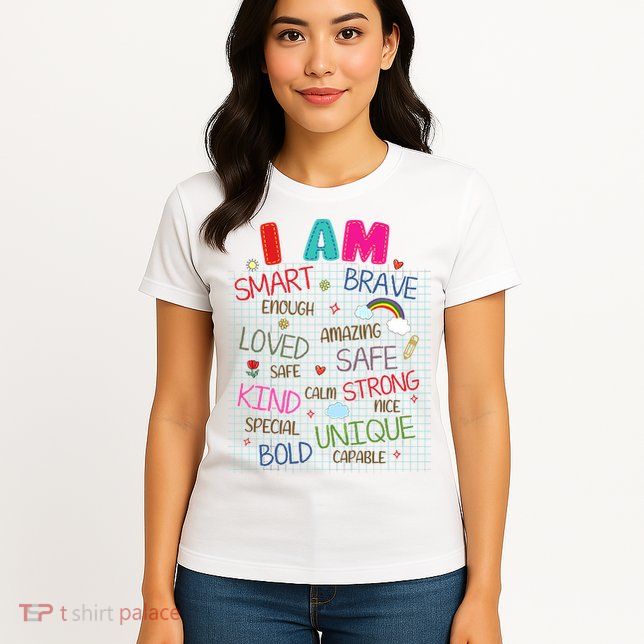 Kids Funny Positive Affirmation Inspiration Girl Boy I Am Kind Womens T-Shirt