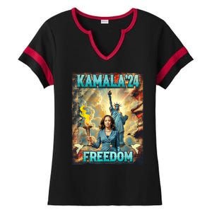 Kamala For President Slogan Statue Liberty Pro Harris Ladies Halftime Notch Neck Tee