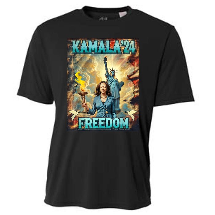 Kamala For President Slogan Statue Liberty Pro Harris Cooling Performance Crew T-Shirt