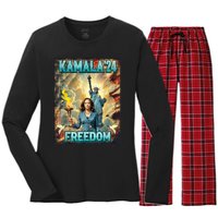 Kamala For President Slogan Statue Liberty Pro Harris Women's Long Sleeve Flannel Pajama Set 