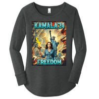 Kamala For President Slogan Statue Liberty Pro Harris Women's Perfect Tri Tunic Long Sleeve Shirt