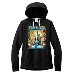 Kamala For President Slogan Statue Liberty Pro Harris Women's Fleece Hoodie