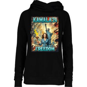 Kamala For President Slogan Statue Liberty Pro Harris Womens Funnel Neck Pullover Hood