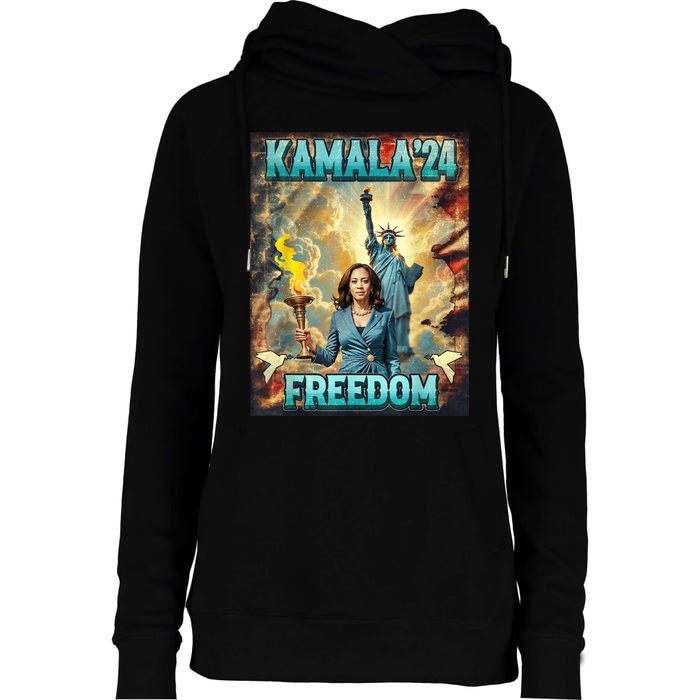 Kamala For President Slogan Statue Liberty Pro Harris Womens Funnel Neck Pullover Hood