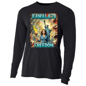 Kamala For President Slogan Statue Liberty Pro Harris Cooling Performance Long Sleeve Crew