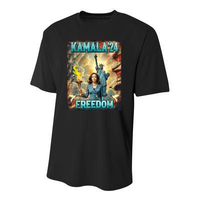 Kamala For President Slogan Statue Liberty Pro Harris Youth Performance Sprint T-Shirt