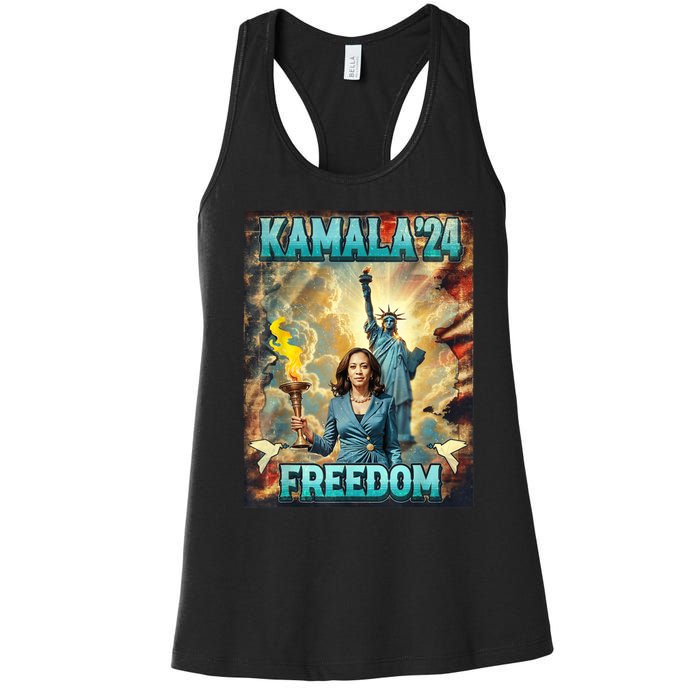 Kamala For President Slogan Statue Liberty Pro Harris Women's Racerback Tank