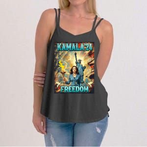 Kamala For President Slogan Statue Liberty Pro Harris Women's Strappy Tank