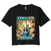 Kamala For President Slogan Statue Liberty Pro Harris Women's Crop Top Tee