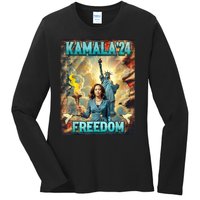 Kamala For President Slogan Statue Liberty Pro Harris Ladies Long Sleeve Shirt