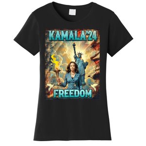 Kamala For President Slogan Statue Liberty Pro Harris Women's T-Shirt