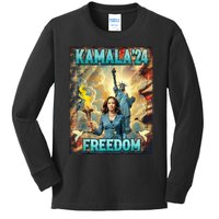 Kamala For President Slogan Statue Liberty Pro Harris Kids Long Sleeve Shirt