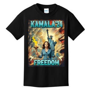 Kamala For President Slogan Statue Liberty Pro Harris Kids T-Shirt