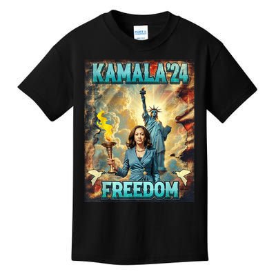 Kamala For President Slogan Statue Liberty Pro Harris Kids T-Shirt