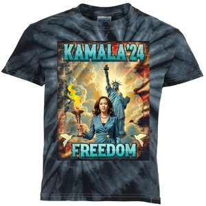 Kamala For President Slogan Statue Liberty Pro Harris Kids Tie-Dye T-Shirt