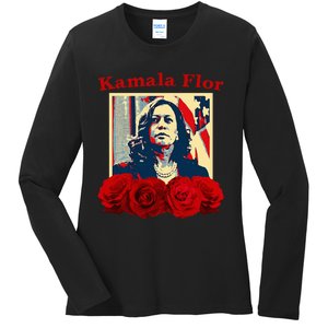 Kamala Flor Roses Kamala 2024 IM With Her Ladies Long Sleeve Shirt