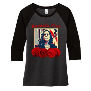 Kamala Flor Roses Kamala 2024 IM With Her Women's Tri-Blend 3/4-Sleeve Raglan Shirt