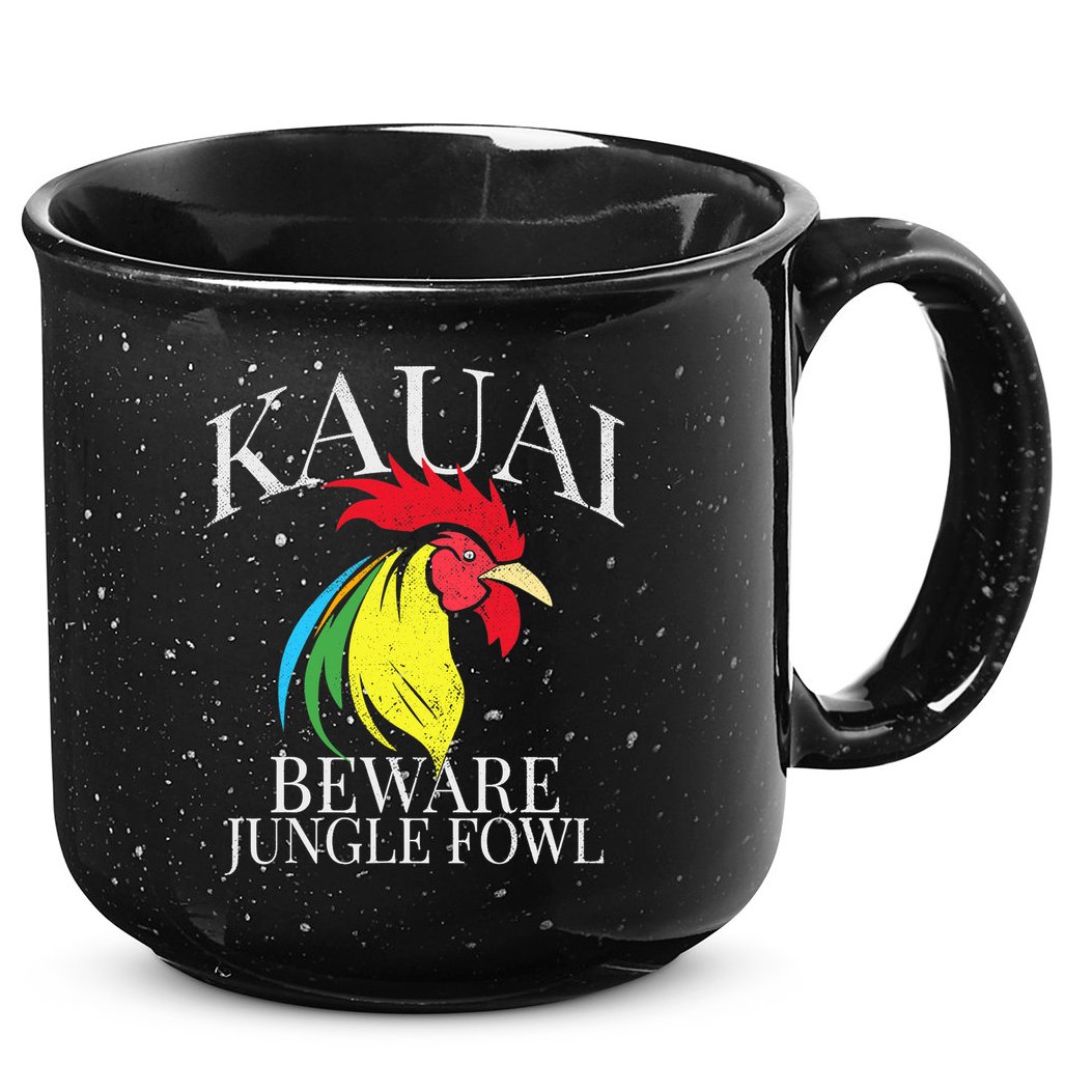 KAUAI FUNNY ROOSTER BEWARE JUNGLE FOWL VINTAGE HAWAII ISLAND 15oz Campfire Ceramic Mug