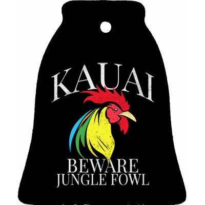 KAUAI FUNNY ROOSTER BEWARE JUNGLE FOWL VINTAGE HAWAII ISLAND Ceramic Bell Ornament