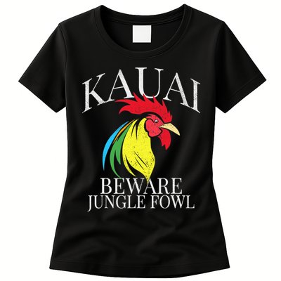 KAUAI FUNNY ROOSTER BEWARE JUNGLE FOWL VINTAGE HAWAII ISLAND Womens T-Shirt