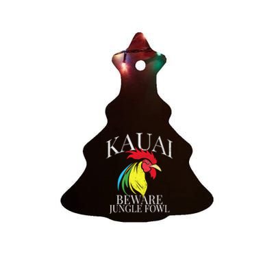 KAUAI FUNNY ROOSTER BEWARE JUNGLE FOWL VINTAGE HAWAII ISLAND Ceramic Tree Ornament